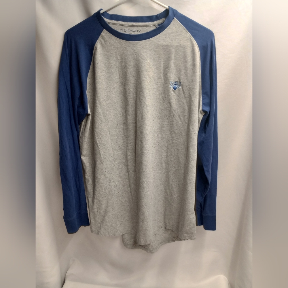 B Draddy Shirt Men‎ Large Gray And Blue Cotton Long Sleeve Shirt